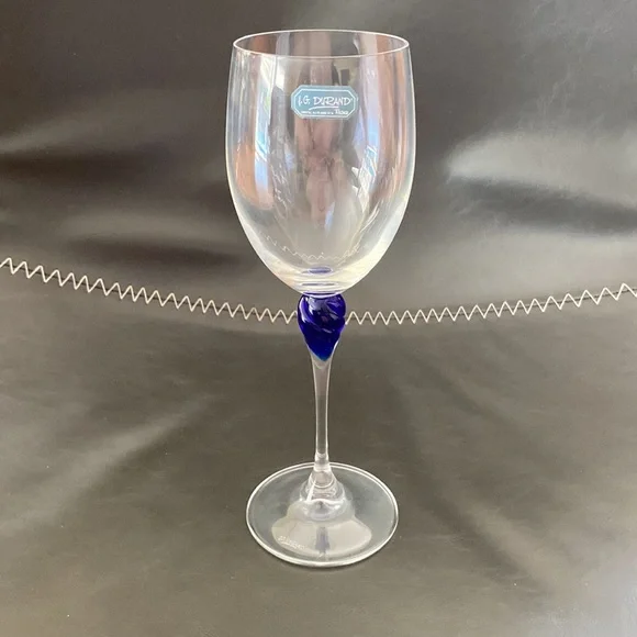 Vintage Set of 4 Cristal J.G. Durand Cobalt Blue Swirl Wine Glasses JG Crystal - Picture 4 of 6